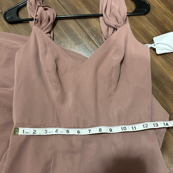 After Six OFF-THE-SHOULDER CHIFFON TRUMPET GOWN DESERT ROSE size 4 style 1517 - Picture 8 of 9